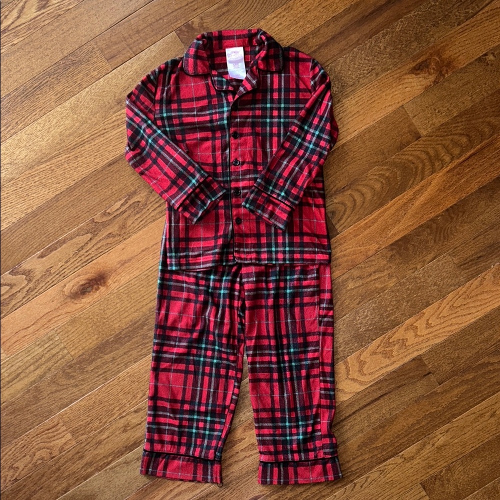 Red Plaid Christmas Flannel Pajamas Size 5